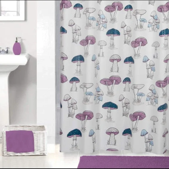 NWT 13 pc Mushroom Shower Curtain & Hook Set - Picture 5 of 6